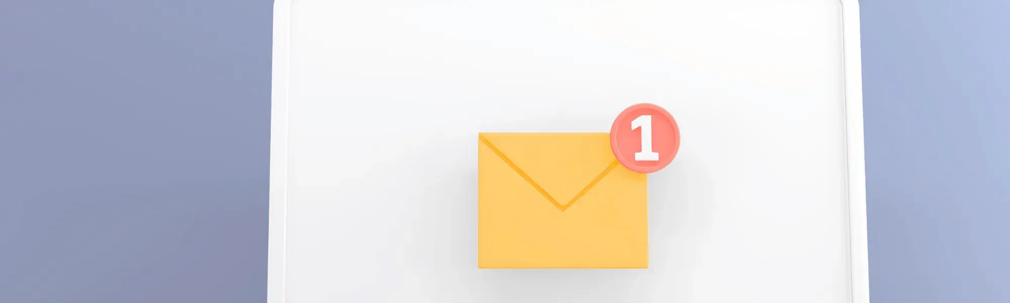 Image of white laptop on blue background. On laptop screen, an email notification is shown.
